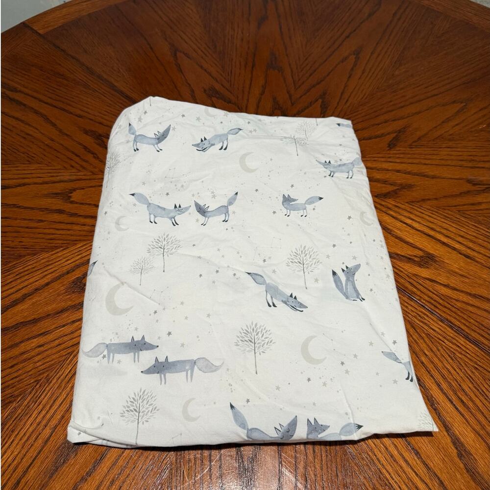 Pottery Barn Kids Forest Fox Crib Fitted Sheet Blue Moon Stars Organic Cotton